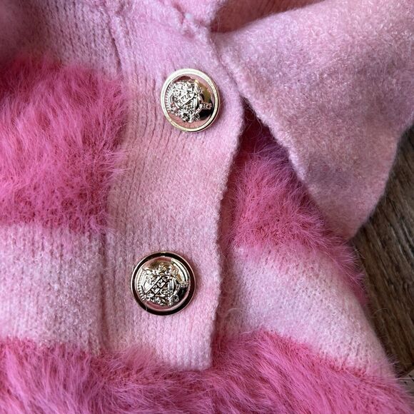 Barbie Pink Collar Crop Top preppy coquette soft fur chic stretch sweatshirt #50 - Picture 6 of 10